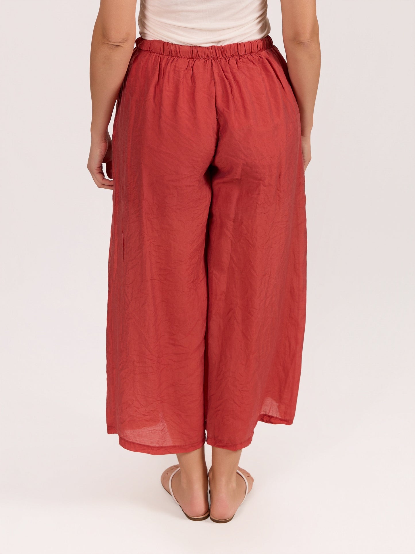 Red Pull on Pant With Partial Lining