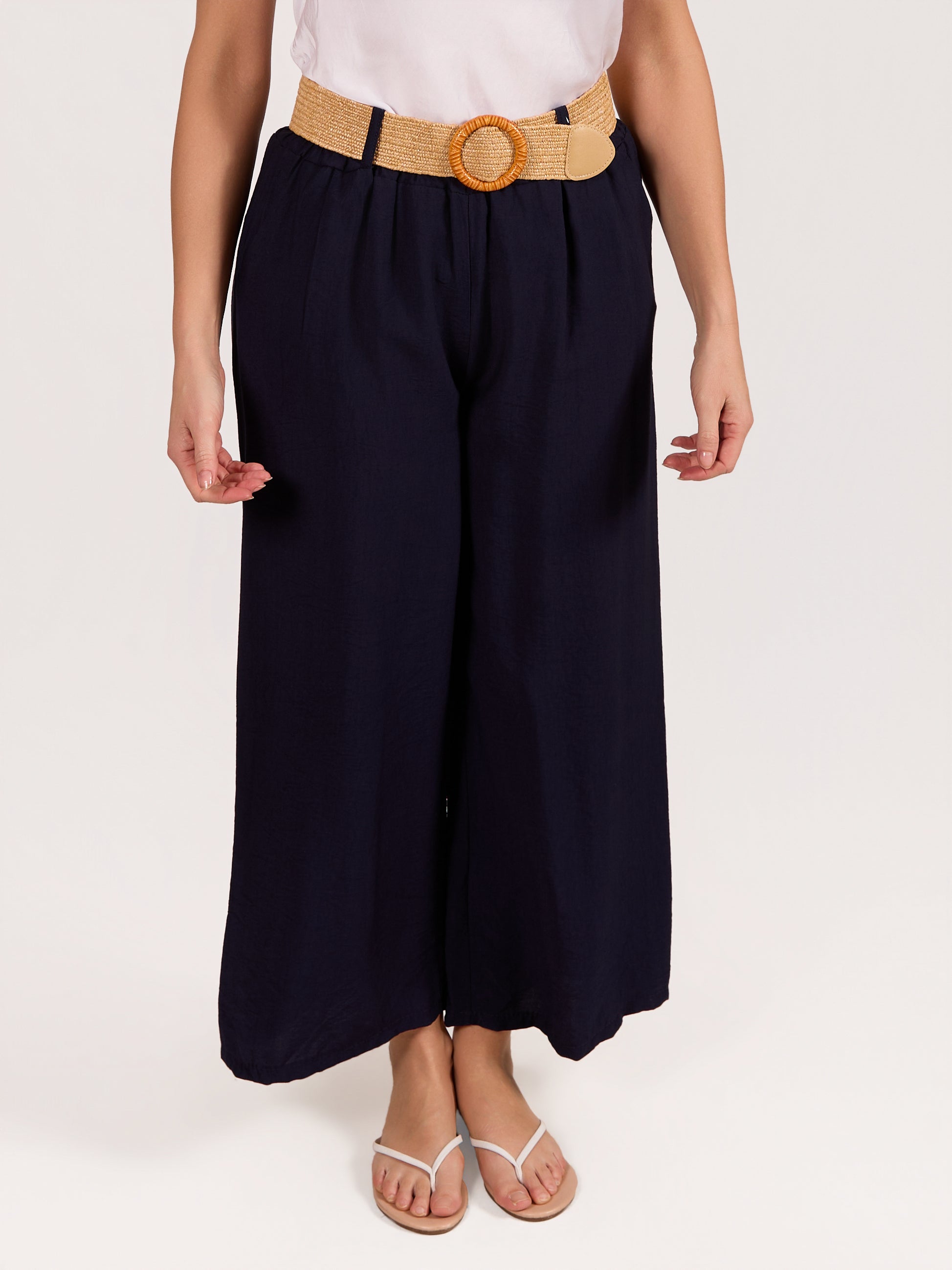 Midnight Loose Fit Wide Leg Belted Pants – Uneenu Store