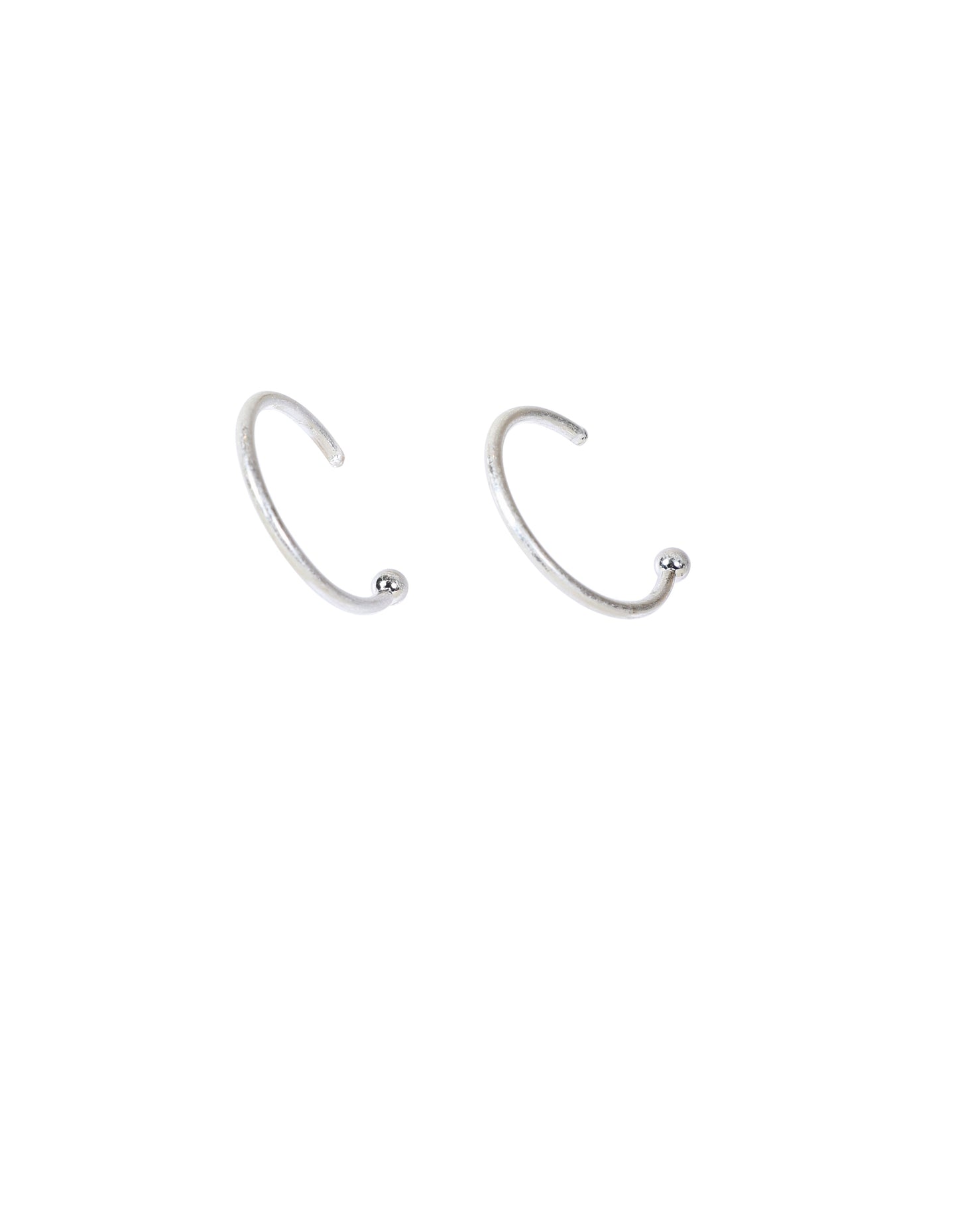 Minimalist Semi-Hoop Earrings with Ball Detail in Silver