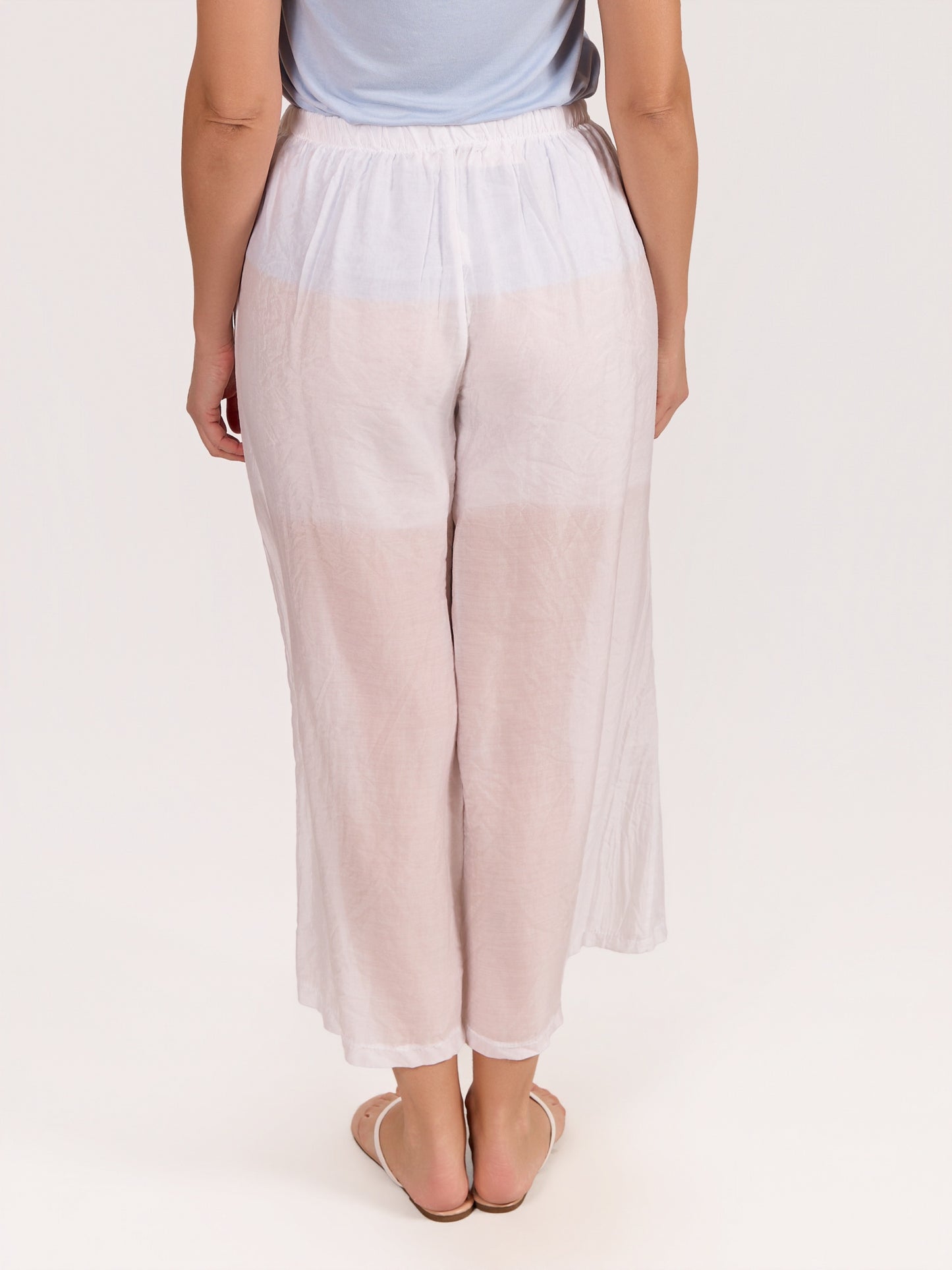 White Pull on Pant With Partial Lining