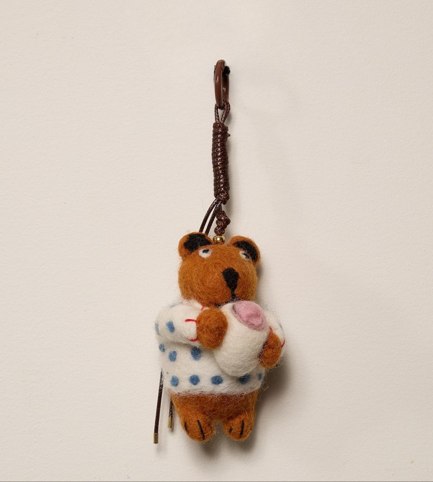 Bear with Treat Wool Buddy Bag Charm