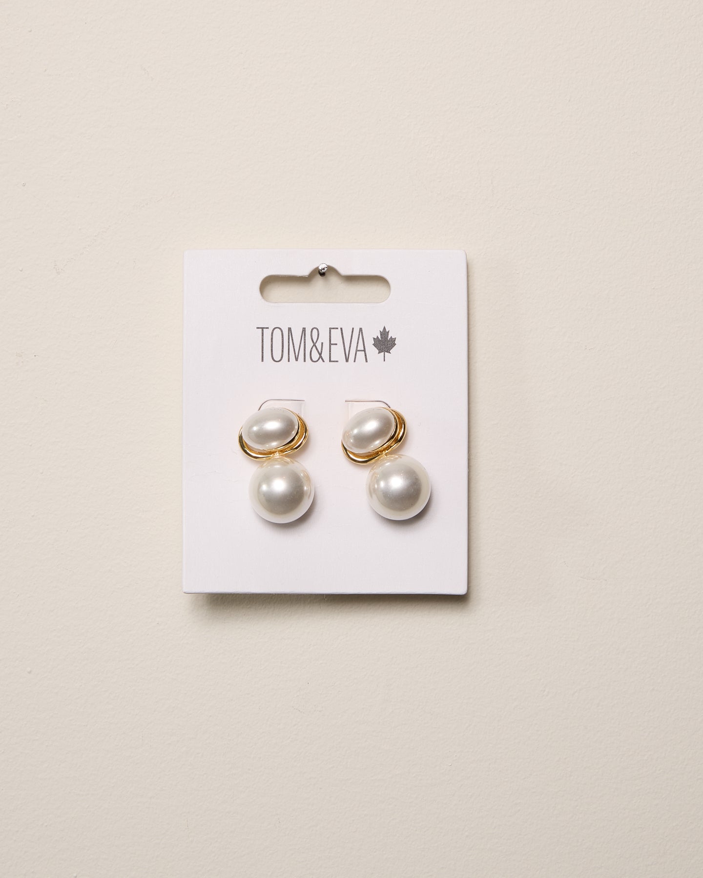 Gold Pearly Two Stacked Earrings