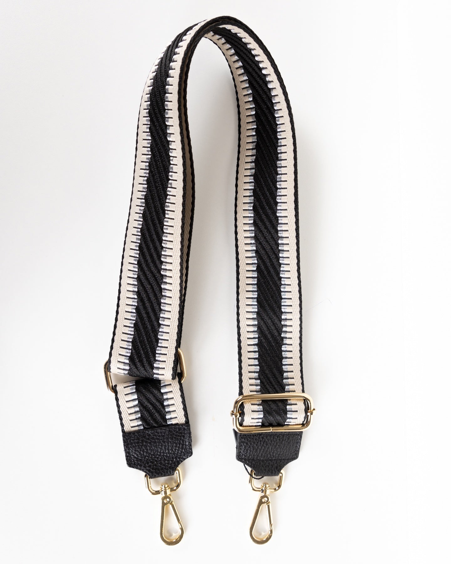 Sangle Réglable pour Sac avec Motif Chevron Noire