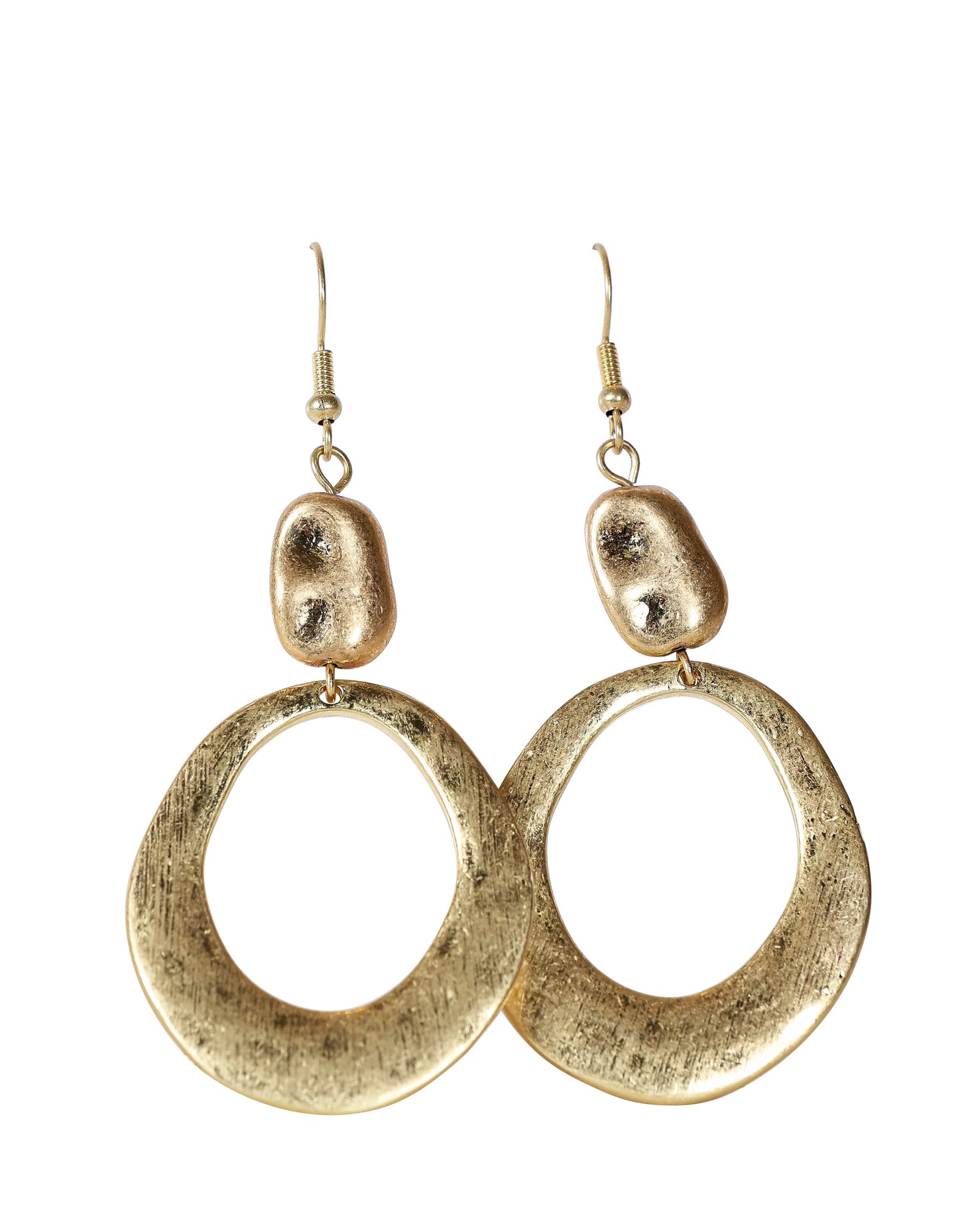 Textured Oval Drop Earrings – Gold