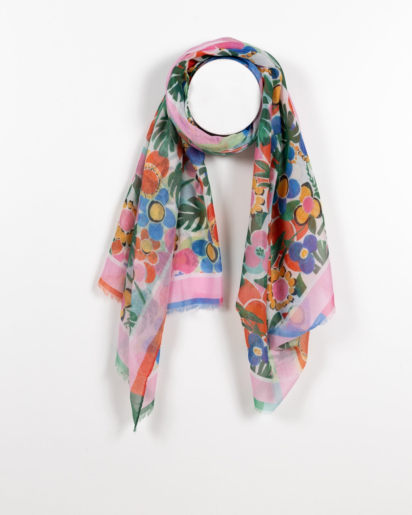 Écharpe Transparente à Motif Floral Vibrant