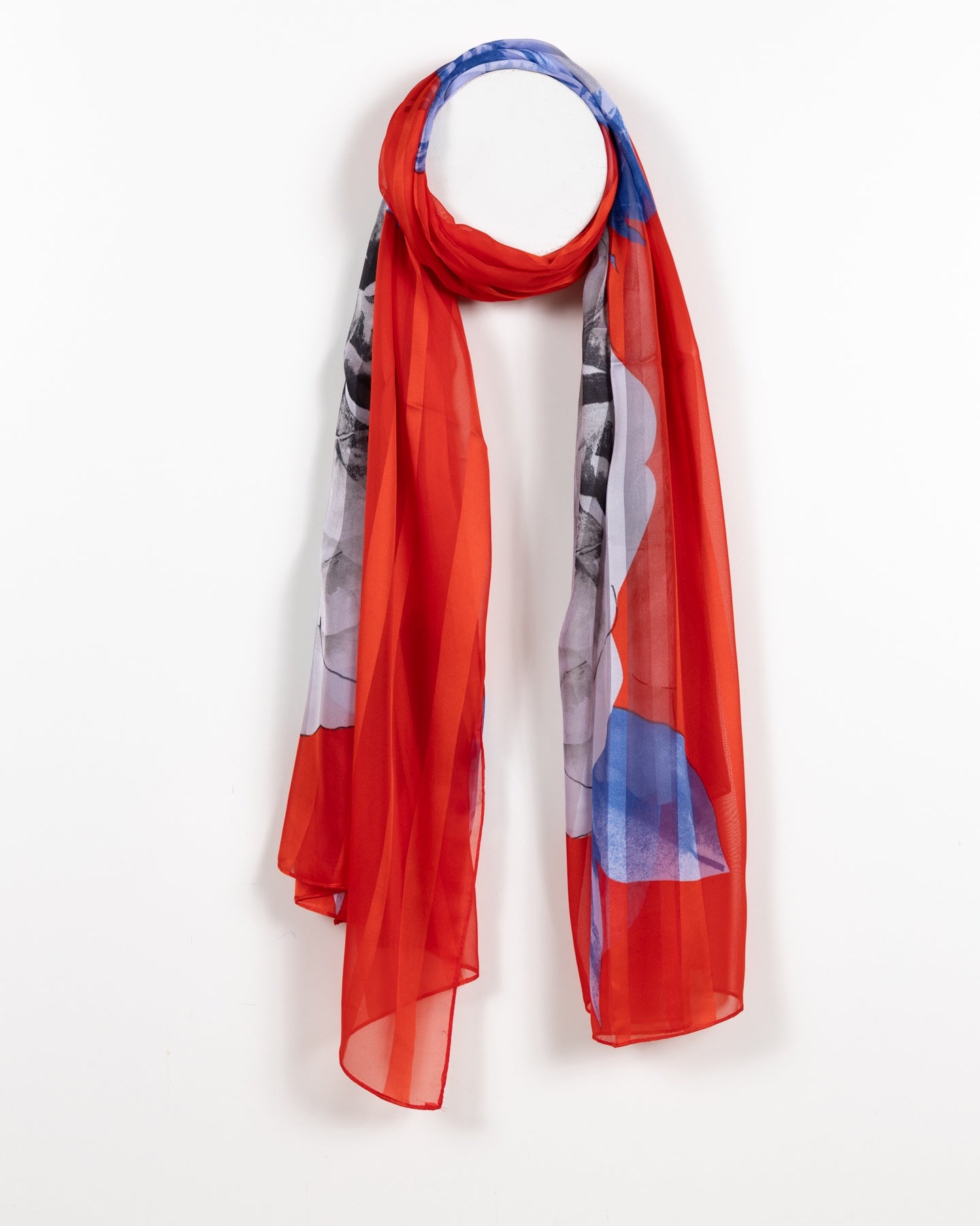 Écharpe Transparente à Motifs Floraux Abstraits