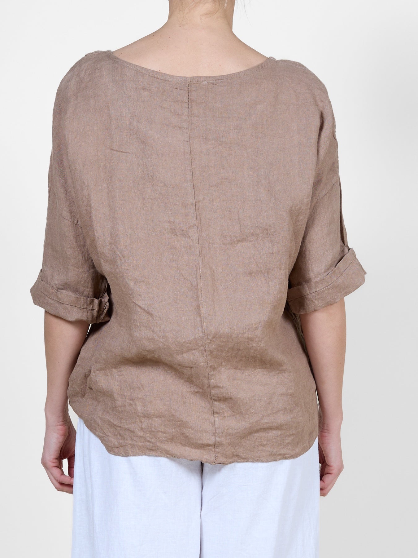 Mocha Mousse Short Sleeve Top with Side Tie Detail