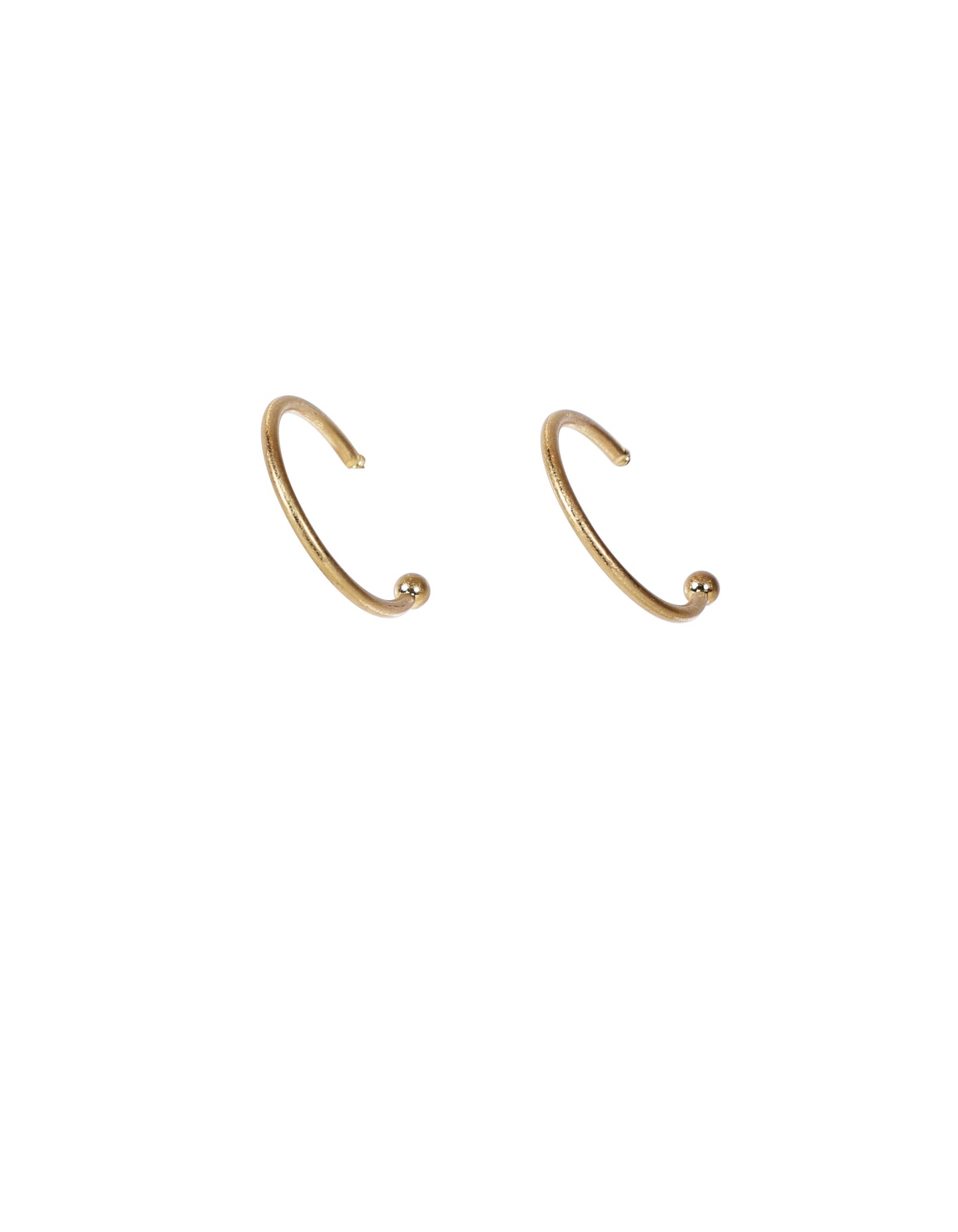 Minimalist Semi-Hoop Earrings with Ball Detail in Gold