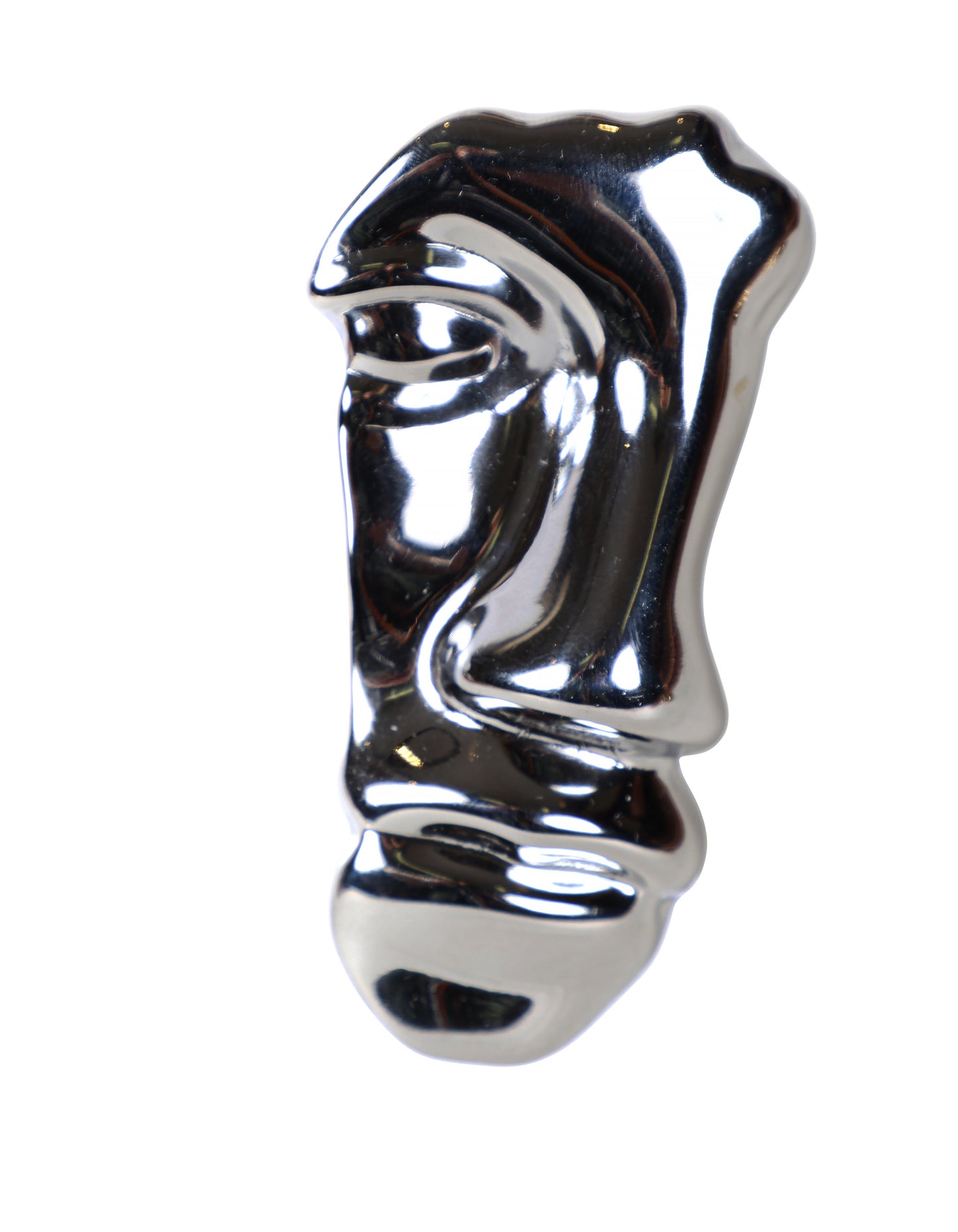 Broche visage sculpté abstrait en argenté