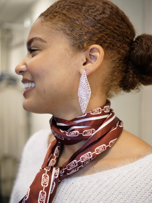 Women’s Silver-Tone Paved Crystal Diamond-Shape Drop Earrings