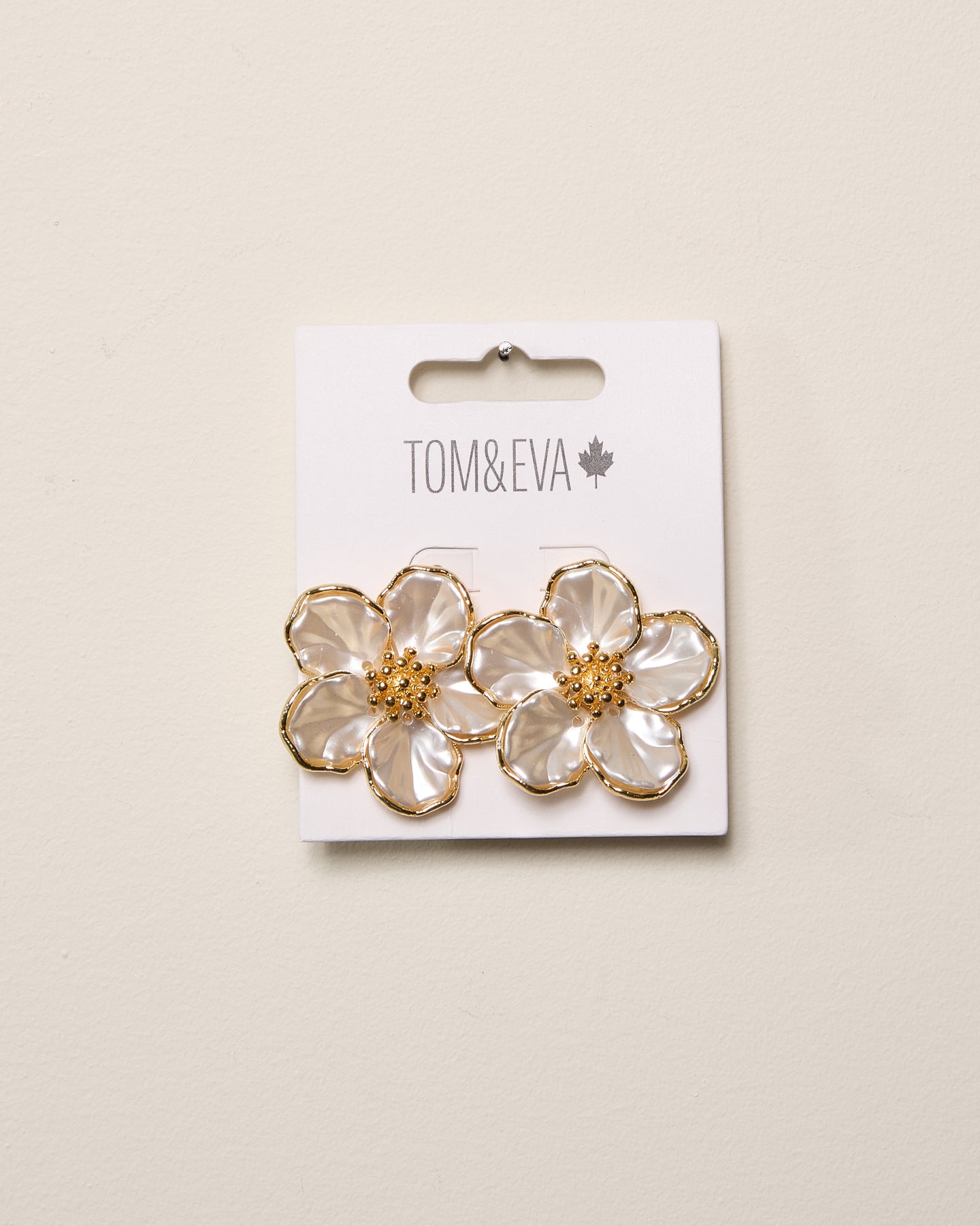 Gold Pearl Like Hawaiian Flower Earrings