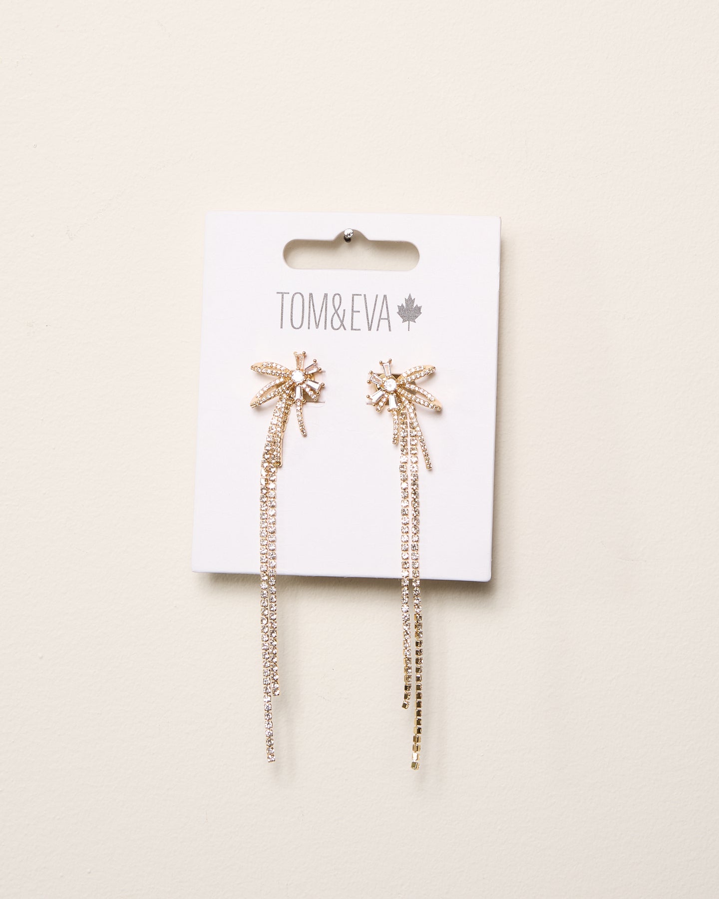 Gold Rhinestone Firework Chandelier Earrings