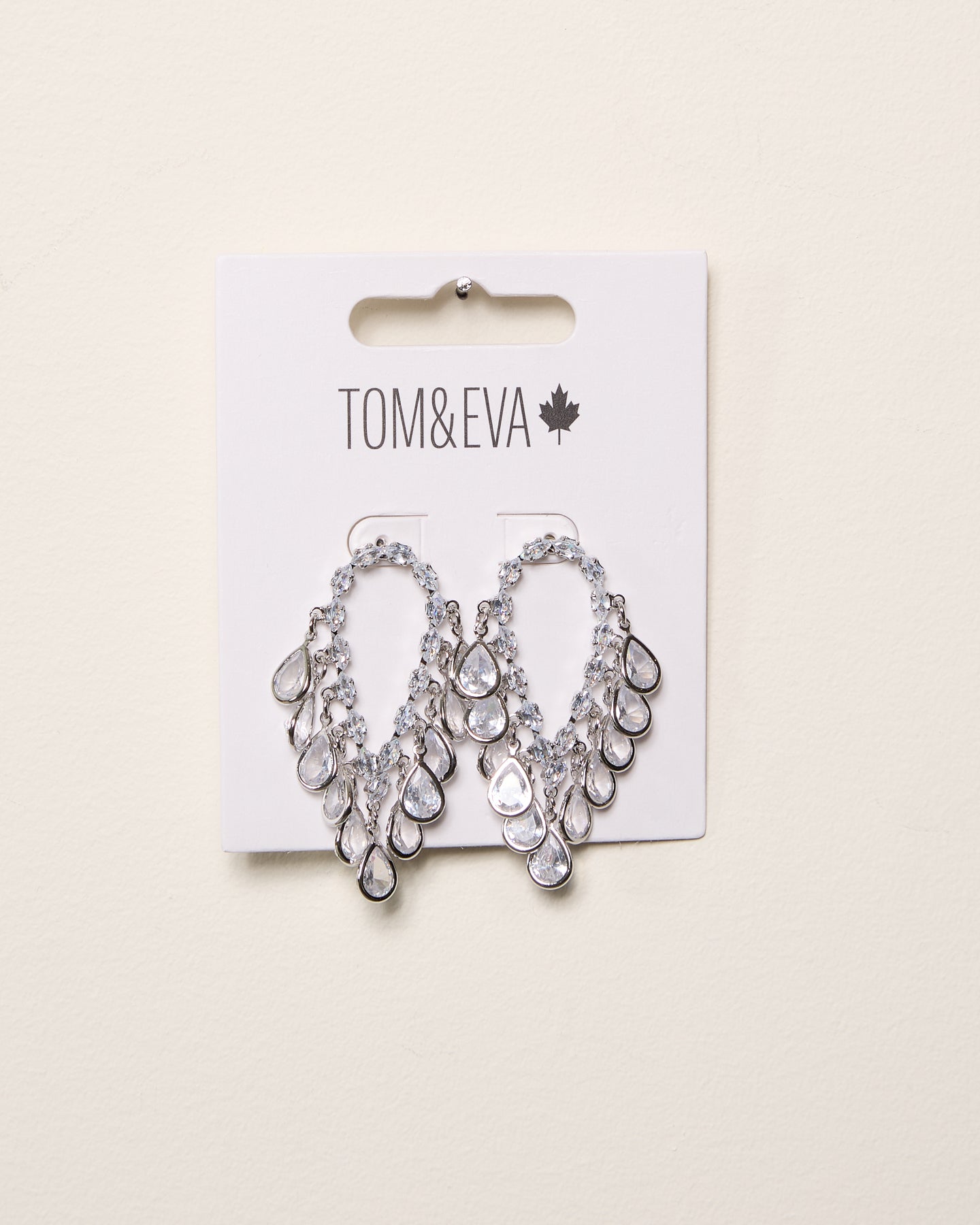 Silver Scale Stacked Rhinestone Chandelier Earring