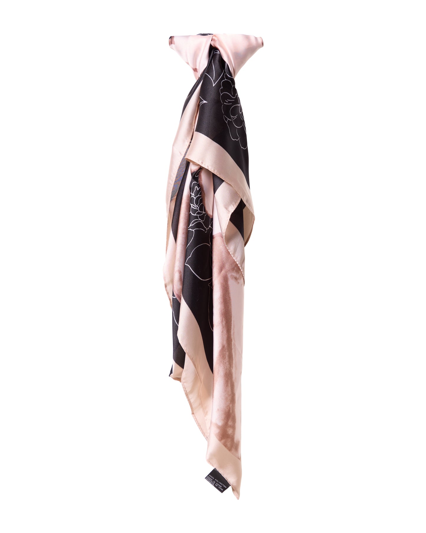 Black and Pink Flower Square Decorative Silky Scarf