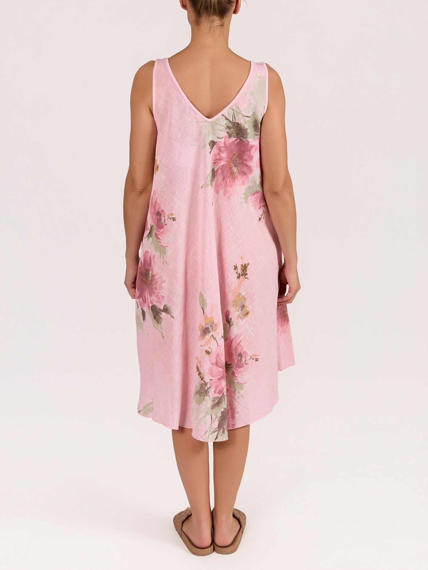 Rose Sleeveless Flare A-Line Floral Print Dress