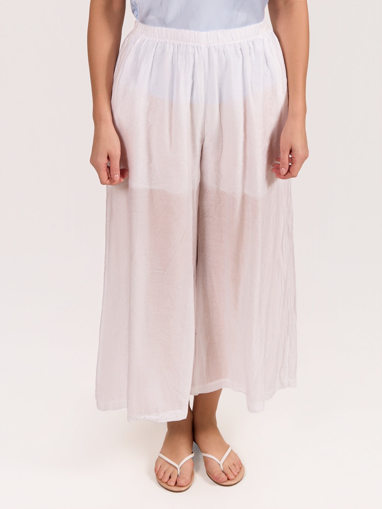 White Pull on Pant With Partial Lining