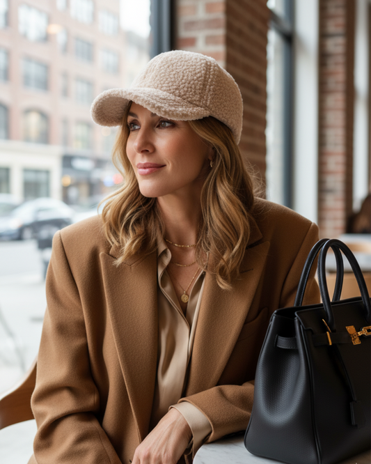 Taupe Sherpa Baseball Cap
