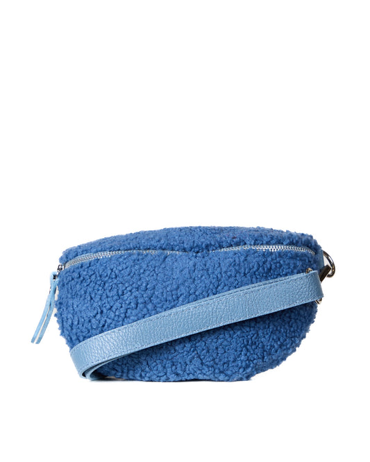 Cozy Sherpa Crossbody Bag - Blue