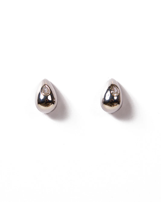 Silver Teardrop Stud Earrings