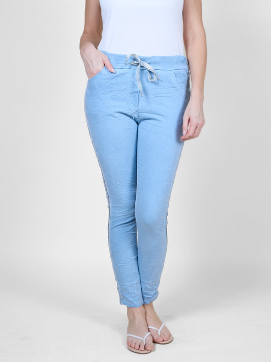 Airy Blue Joggers with Drawstring Waist