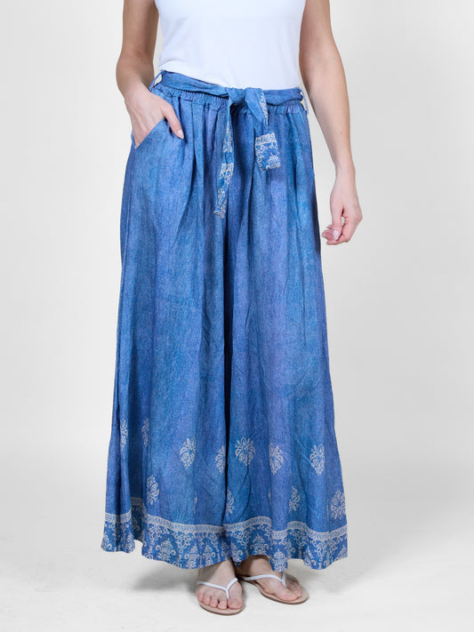Denim Blue Wide-Leg Pants
