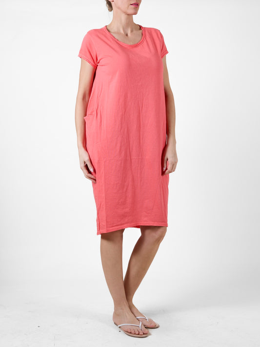 Coral T-Shirt Dress with Pocket