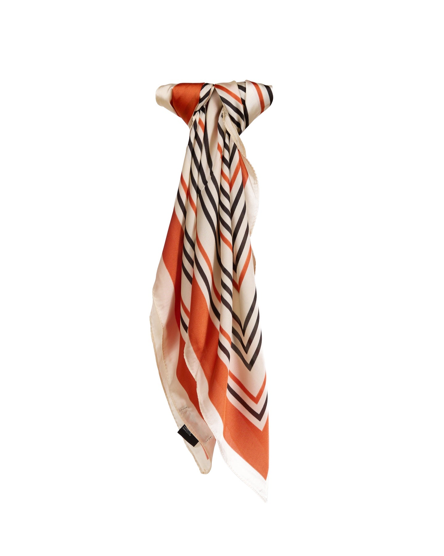 Silky Decorative Square Scarf with Bold Red Stripes and Dynamic Geometric Pattern