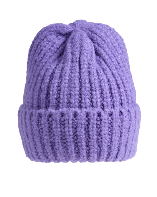 Purple Ribbed Knit Hat