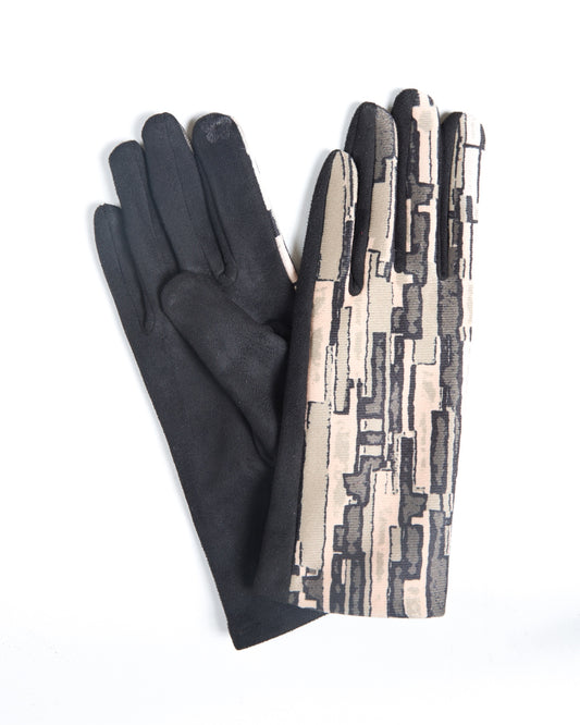 Black Gloves with Striking Geometric Pattern for Modern Flair